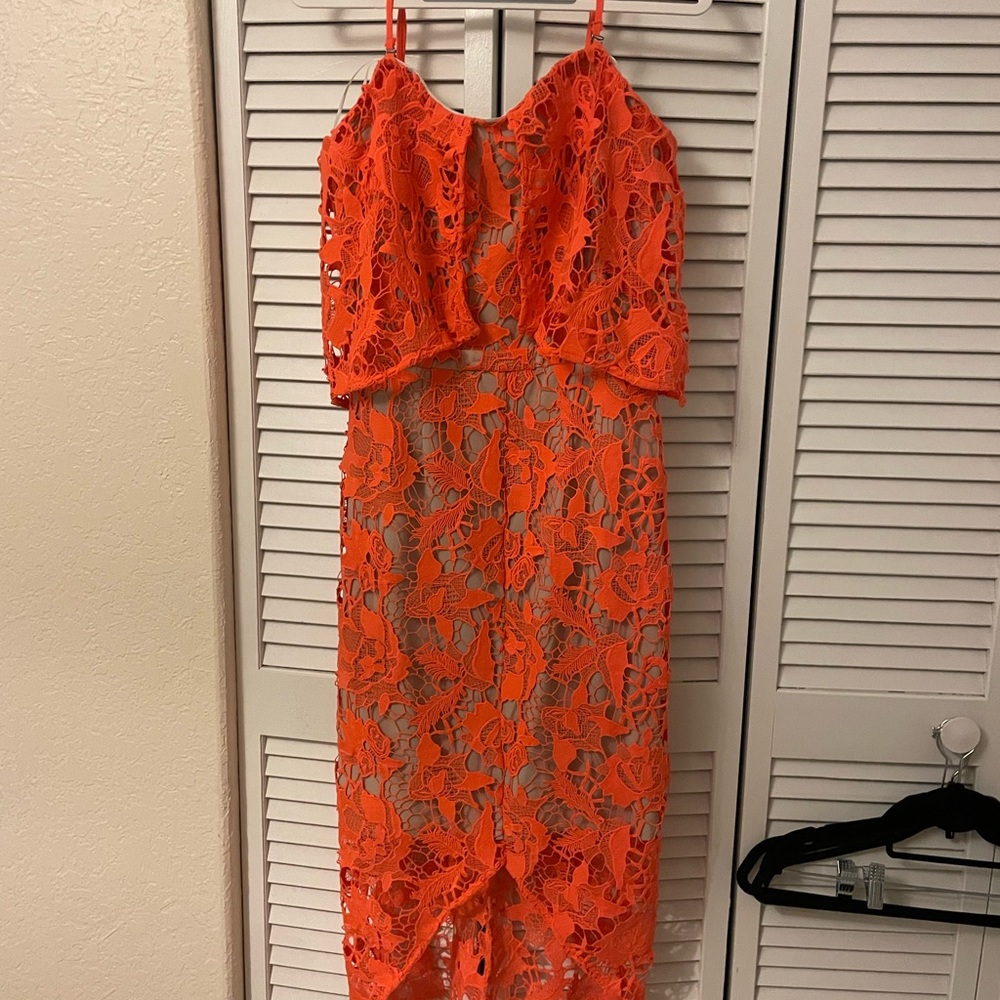 Orange MIDI lace dress